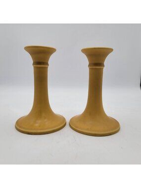 Rookwood Pottery Matte Yellow Candle Holders